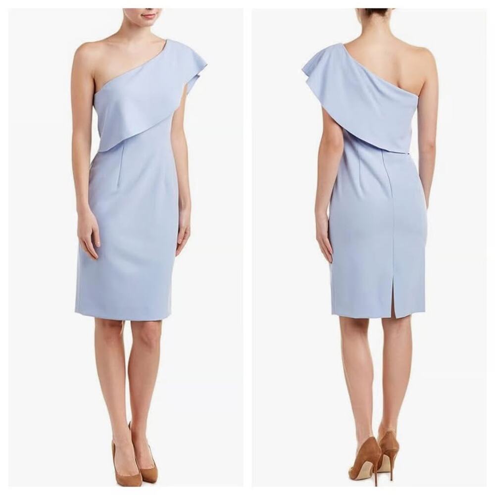 Antonio Melani Blue One Shoulder Ruffle Sheath Dress Size 0